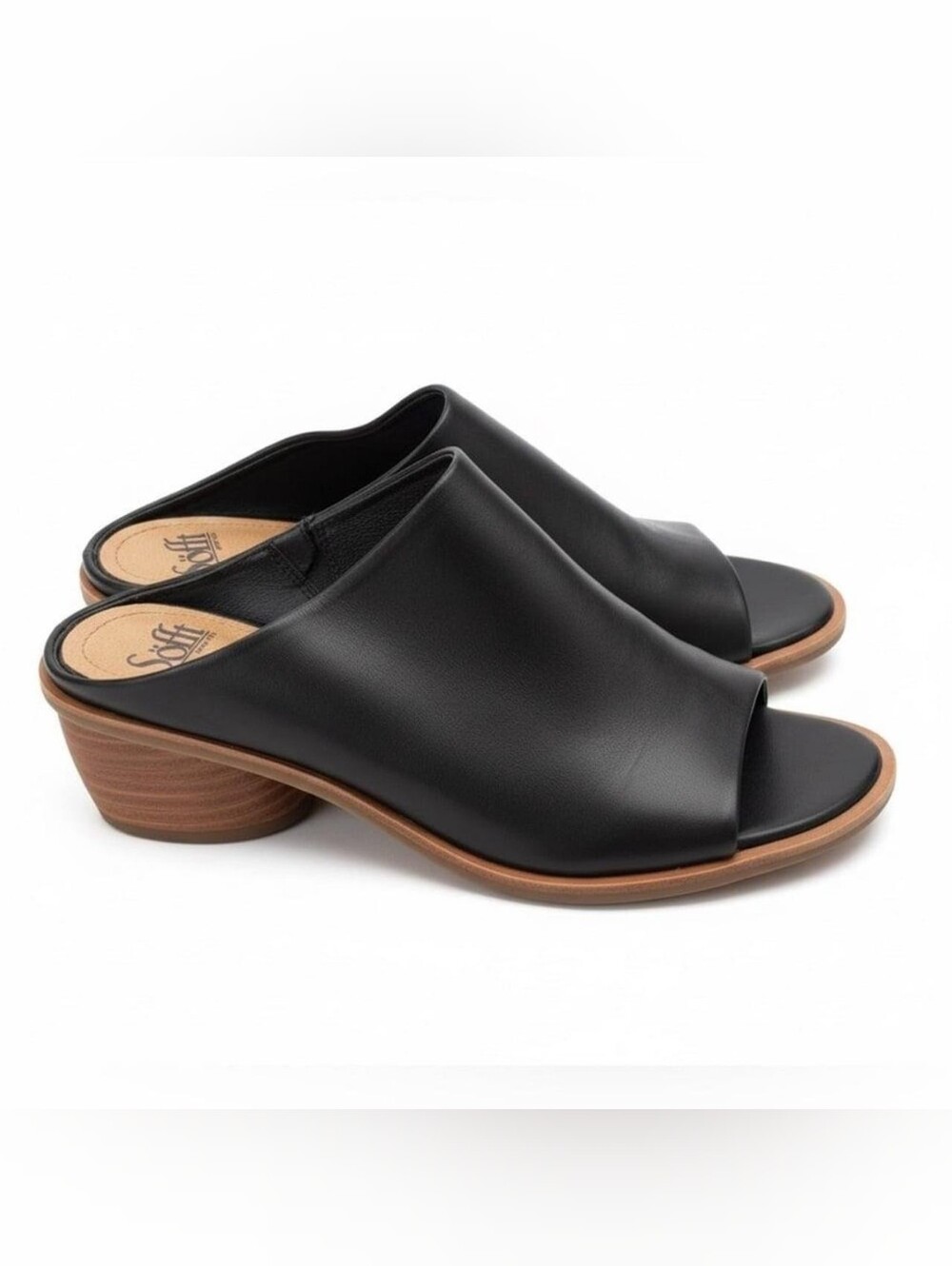 Sofft Aneesa  Black Leather Open-Toe Sandals/mules